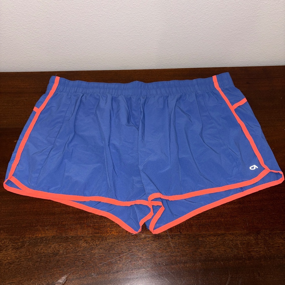 GapFit Running Shorts Blue Orange Trim XL Lined Athletic 3"